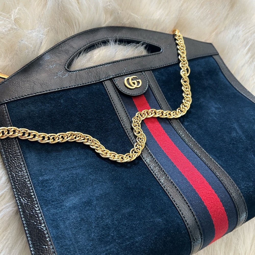 Gucci Black and Red Tote with Gold Chain - Picture 3 of 8